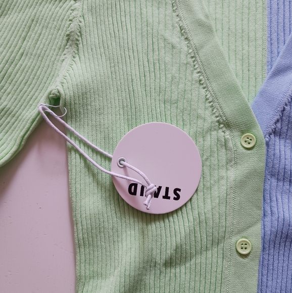 NWT STAUD Colorblock Cardigan Sweater Size L - Picture 9 of 10